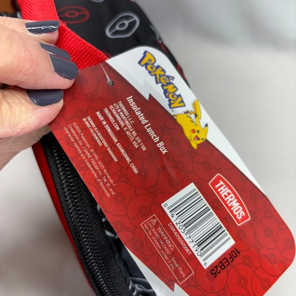 Kids Pokemon Insulated Lunch Box Bag Ther‎ mos Pokeball Round Snack Bag